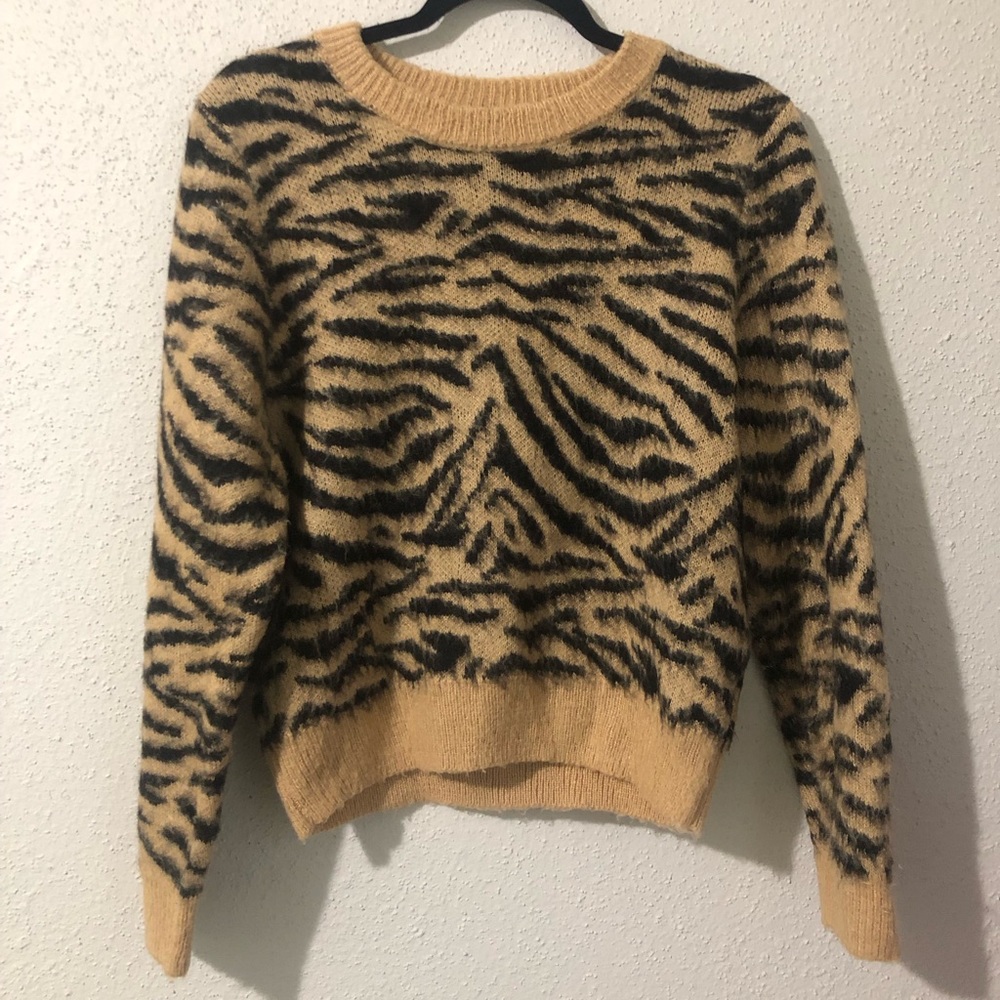 H&M Crewneck Zebra Print Sweater - image 1